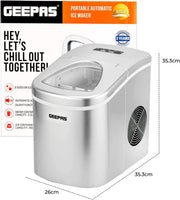 Arabian Mall Portable Countertop Ice Cube Maker (12Kg/24H Output, 2.2L Water Tank, 2 Ice Sizes)